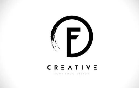 F Circular Letter Logo with Circle Brush Design and White Background. Illustrazione stock