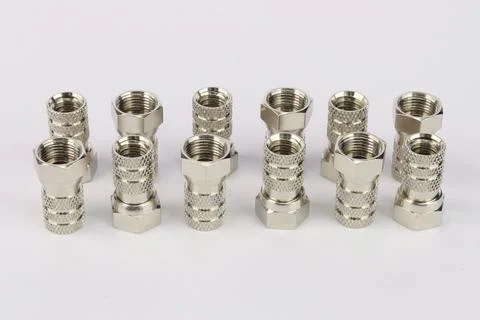 F-connectors for connecting a coaxial cable Stock Photos