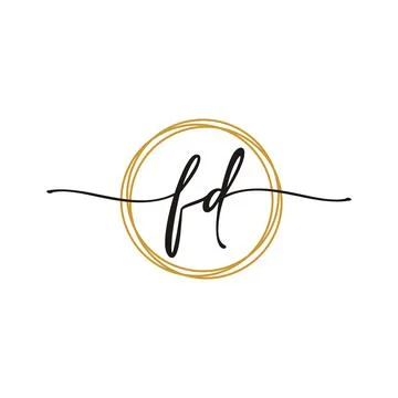 F D Initial Script Letter Beauty Logo Template Illustrazione stock