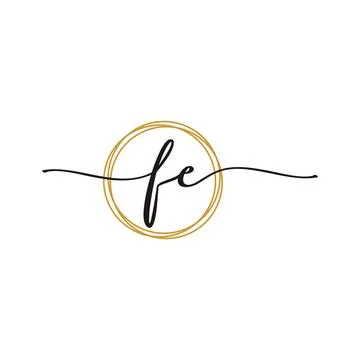 F E Initial Script Letter Beauty Logo Template Stock Illustration