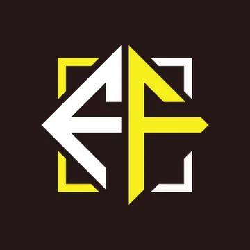 F F Initials quadrangle monogram with square Stock Illustration