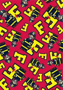 F is for Fireman Pattern  Stock Illustration