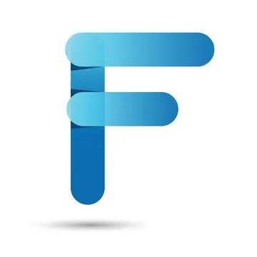 F font vector with blue color on White background, Futuristic font, Cosmic, V Stock Illustration