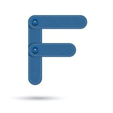 F font vector with blue Jeans on White background, Futuristic font, Cosmic, V Stock-Illustration