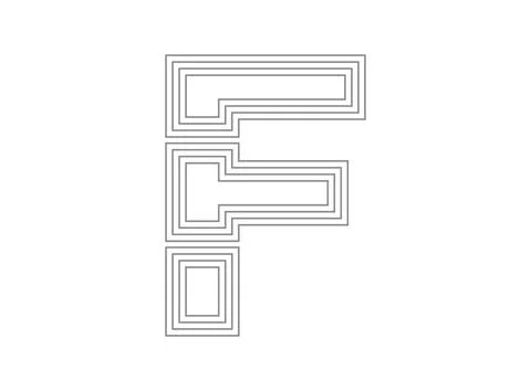 F font vector.  Condensed thin, Parallel stylize line letter. Thin monochrome Stock Illustration