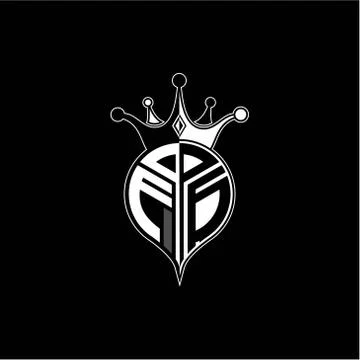 F G circle monogram logo emblem style with clown crown shape vector decoratio Stock Illustration