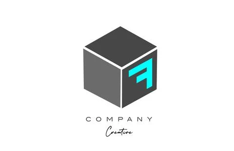 F grey cube letter alphabet letter logo icon in blue color. Creative design.. Stock Illustration
