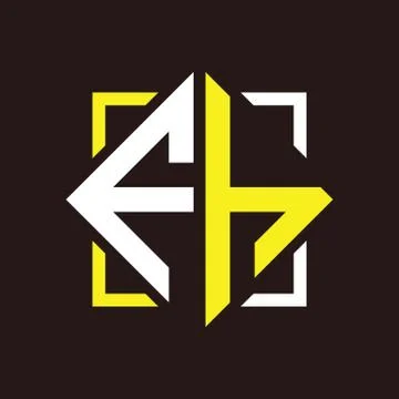 F H Initials quadrangle monogram with square Stock Illustration