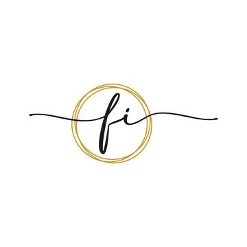 F I Initial Script Letter Beauty Logo Template Illustrazione stock
