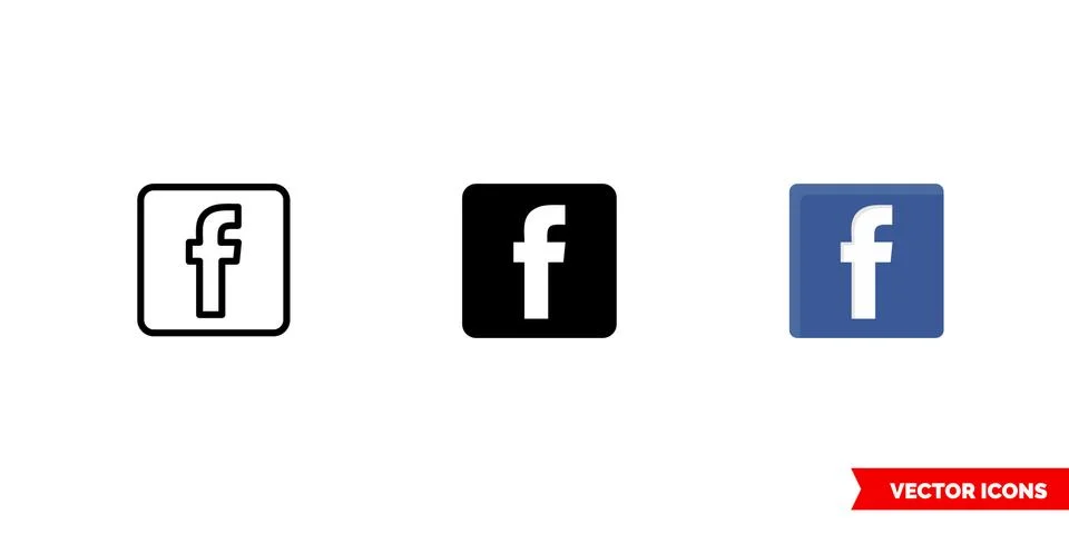 F icon of 3 types. Isolated vector sign symbol. Illustrazione stock