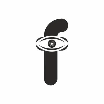 F initial letter with eye logo Stock Illustration