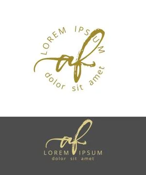 A F. Initials Monogram Logo Design. Dry Brush Calligraphy Artwork Stock Illustration