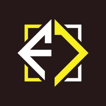 F J Initials quadrangle monogram with square Stock Illustration