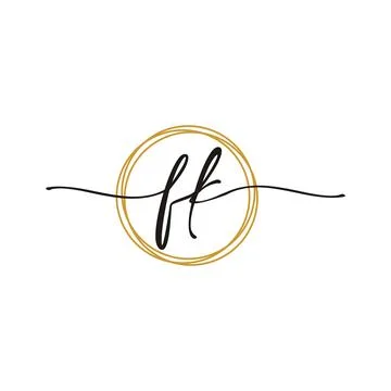 F K Initial Script Letter Beauty Logo Template Stock Illustration