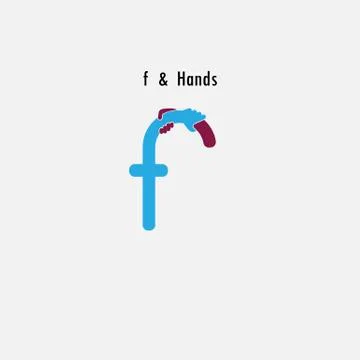F- Letter abstract icon and hands logo design vector template.Business offer Stock-Illustration