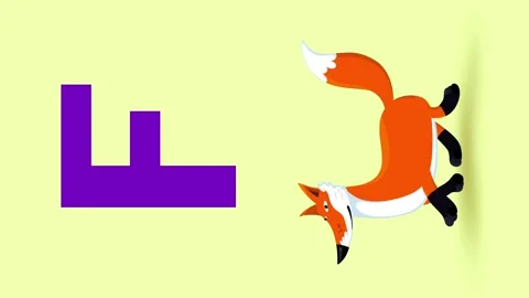 F letter big vertical color like fox cartoon animation. Animal walking loop. Stock Footage 277776110