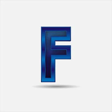 F letter with glitter rendering effect, blue color design, vector illustration Illustrazione stock