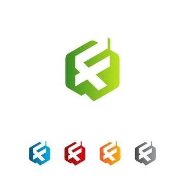 F letter logo design, polygon f logo design, letter f, Hexagon f logo Stock Illustration