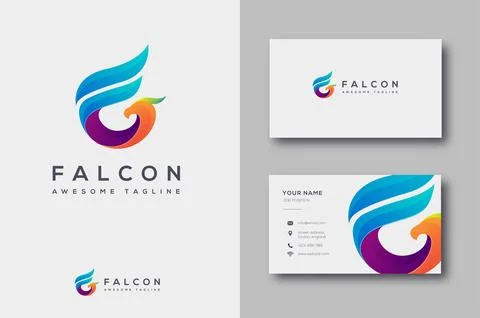 F letter logo for falcon, creative falcon logo icon and business card Stock Illustration