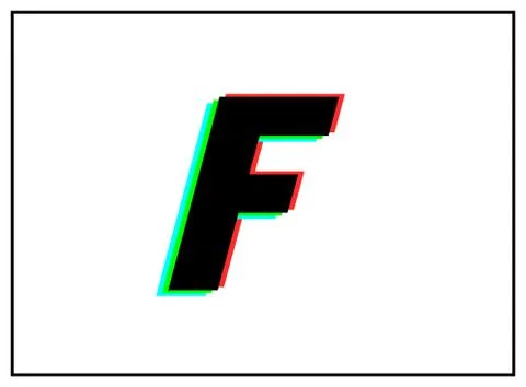 F letter logo, vector desing font .Dynamic, split-color, shadow of  number re Stock Illustration