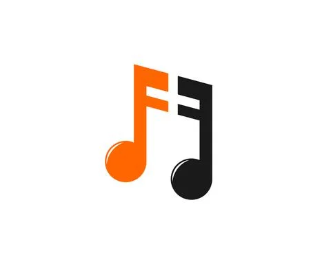 F Letter with music note shape logo Stock Illustration