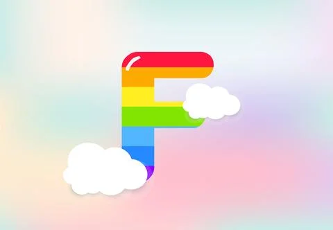 F Letter Rainbow patterns design, abstract rainbow letter for kids, love, f.. Stock Illustration