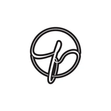 F letter script circle logo design vector Stock Illustration