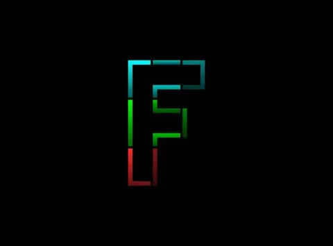F letter vector outline stroke desing, font logo. Red, green, blue color on b Stock Illustration
