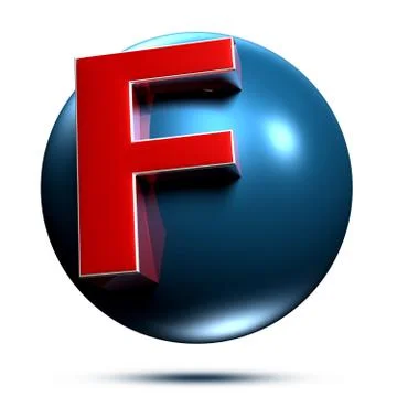 F logo isolated on white background illustration 3D rendering with clipping p Stock Illustration