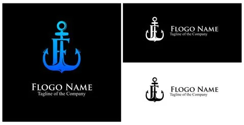 F logotype. initial F custom text in achor logo vector illustration Stock Illustration