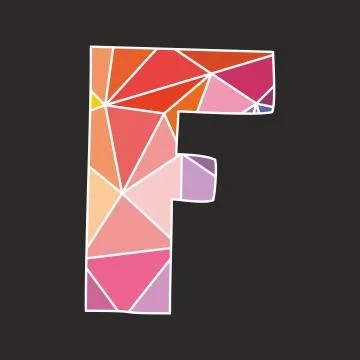 F low poly alphabet vector letter isolated on black background Stock Illustration