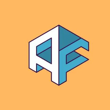 A F  monogram lettering with perspective geometric concept Stock Illustration