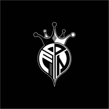 F N circle monogram logo emblem style with clown crown shape vector decoratio Stock Illustration