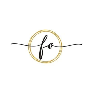 F O Initial Script Letter Beauty Logo Template Stock Illustration