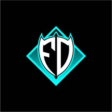 F O letter shield with square protection logo as a sweetener Stock Illustration