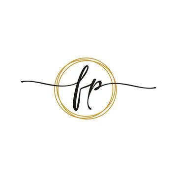 F P Initial Script Letter Beauty Logo Template Illustrazione stock