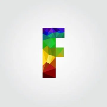 F Polygon alphabet colorful font style. Vector illustration Stock Illustration