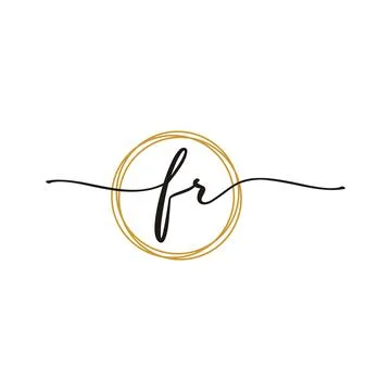 F R Initial Script Letter Beauty Logo Template Stock Illustration