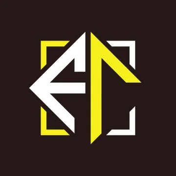 F R Initials quadrangle monogram with square Stock Illustration