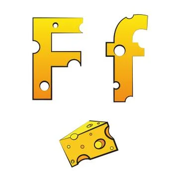 F, swiss vector Alphabet made of Cheese Stock Illustration