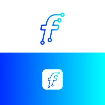F tech letter logo design, F icon,	 스톡 일러스트