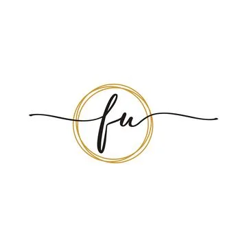 F U Initial Script Letter Beauty Logo Template Stock Illustration