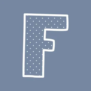 F vector alphabet letter with white polka dots on blue background Stock Illustration