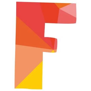 F vector low poly wrapping surface pastel alphabet letter Illustrazione stock