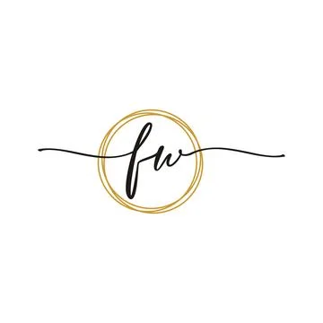 F W Initial Script Letter Beauty Logo Template Stock Illustration