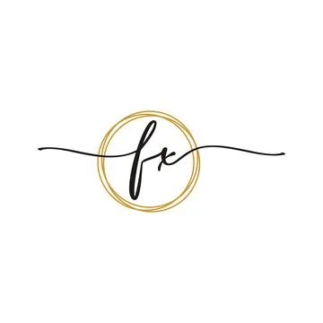 F X Initial Script Letter Beauty Logo Template Stock Illustration