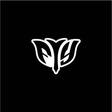 F Y Initials bow arrow, simple modern minimalist design. black and white. Illustrazione stock