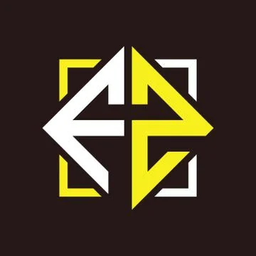 F Z Initials quadrangle monogram with square Stock Illustration