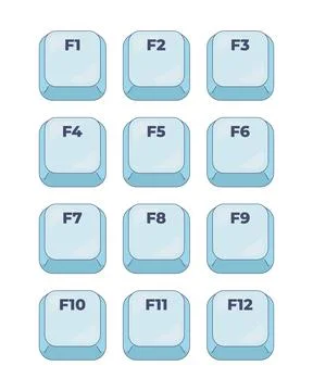 F1-F12 function keys computer keyboard shortcut set Stock Illustration