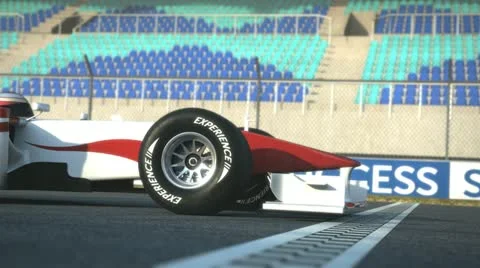 F1 race car crossing finish line Stock Footage